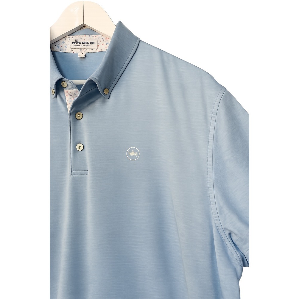 PETER MILLAR Summer Comfort Golf Polo Light Blue Men L Martini Shaker LOGO